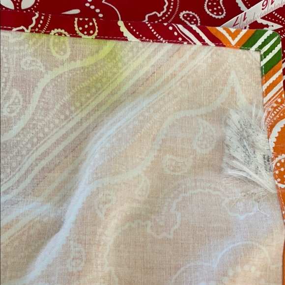 Red Blue Orange & Green Paisley Bandana Tablecloth - Picture 6 of 6